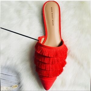 Who What Wear Red Tassel Pointed Mule